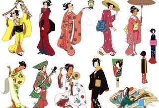 CDR格式和服的日本女性矢量素材