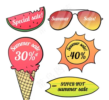 夏季销售的新鲜和多彩的标签