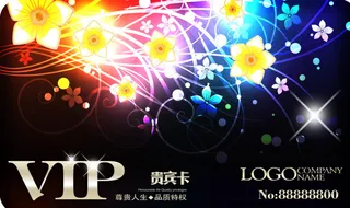 黑色花卉唯美贵宾卡