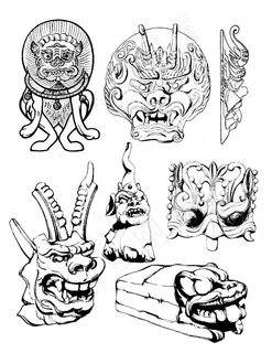 传统狮子铜印纹样