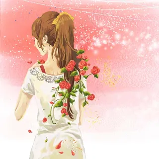 手绘唯美粉色人物