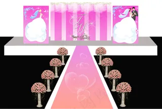 婚礼背景logo舞台 路引马车 纱帘