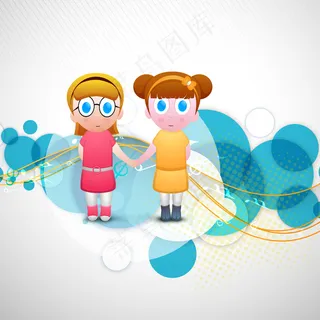 情人节快乐的概念 两个美丽的女儿加...