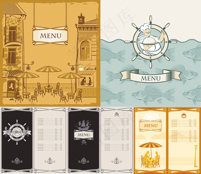 卡通餐单矢量