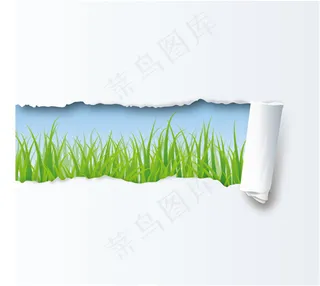 撕纸草地背景矢量素材