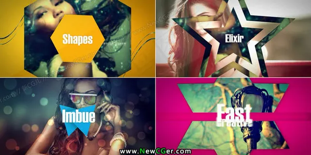 充满创意的图形转场图片幻灯展示AE...