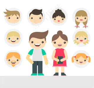 10款卡通人物和头像矢量素材