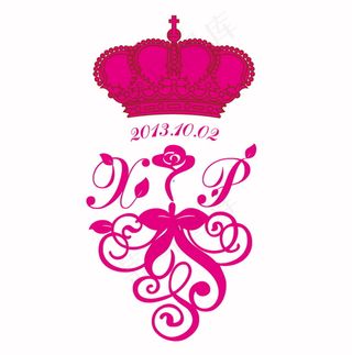 红色皇冠婚礼主题logo设计
