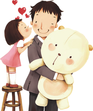 父亲节可爱卡通手绘免扣人物