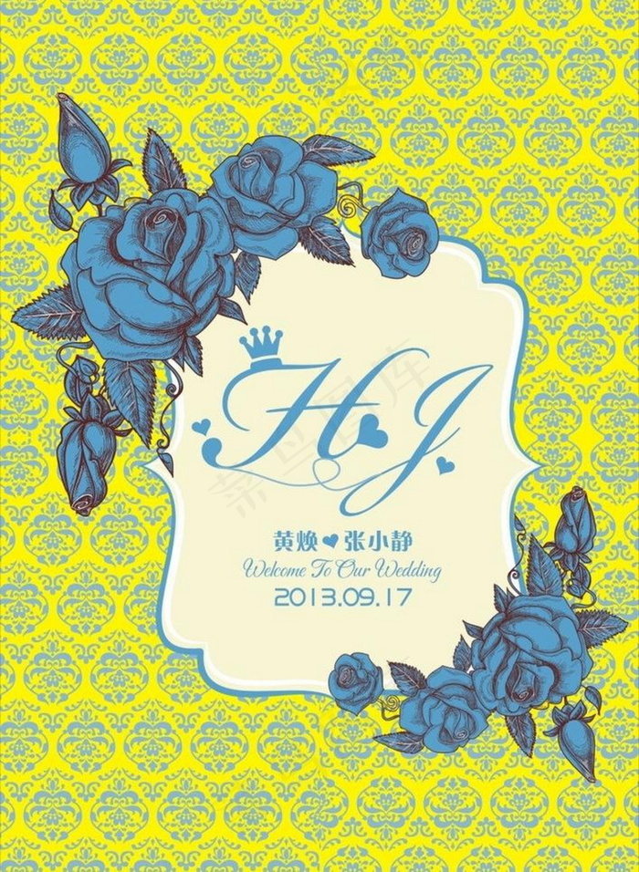 绿色花卉婚礼主题logo水牌设计cdr矢量模版下载