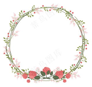 花卉绿色树叶叶子花环边框png素材