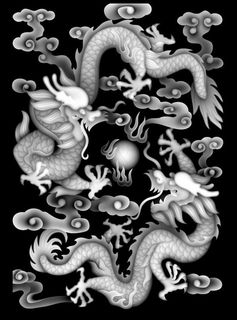 灰度图双龙图片