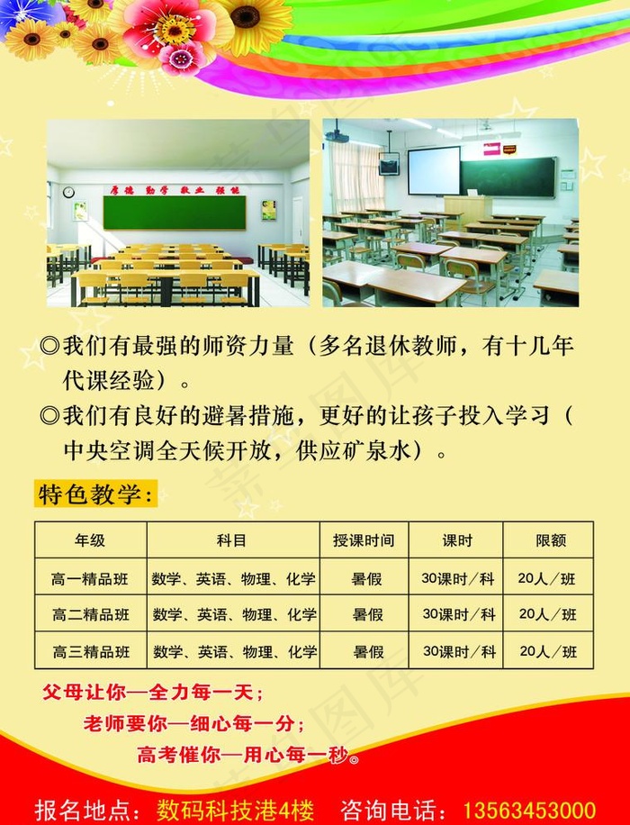 培训学校招生宣传单psd模版下载