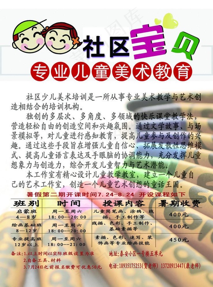 幼儿美术培训海报psd模版下载