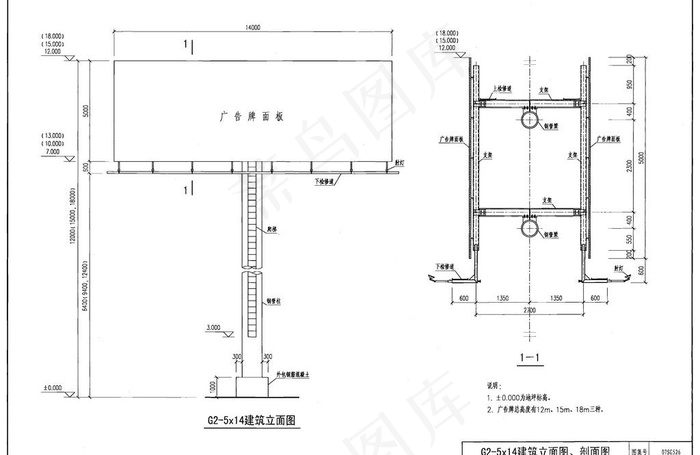 单立柱广告牌图纸图片