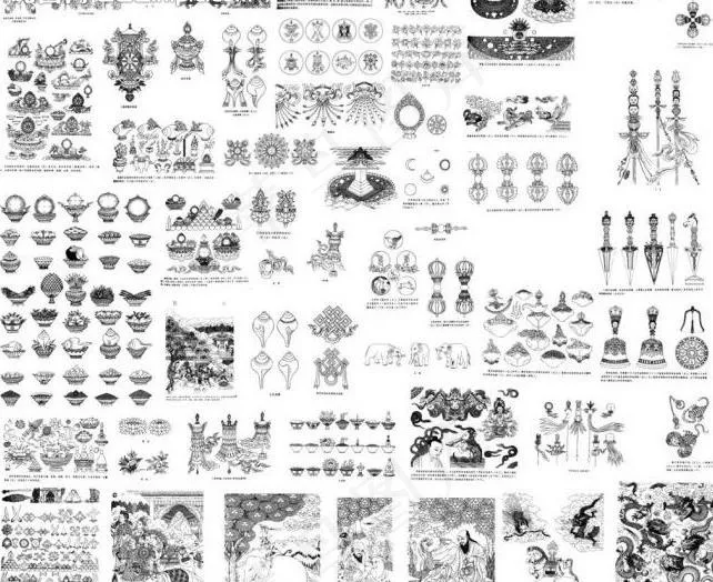 藏传佛教吉祥图案图片ai矢量模版下载