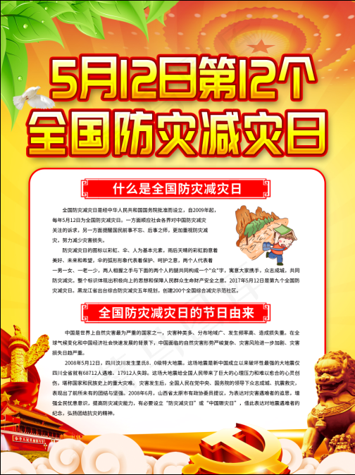大气全国防灾减灾日知识系列海报2psd模版下载