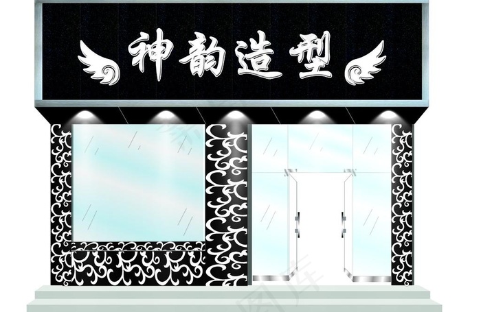 理发店效果图图片psd模版下载