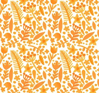 橙色水彩花朵无缝背景矢量素材下载