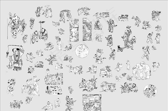 古代人物矢量图案5cdr矢量模版下载
