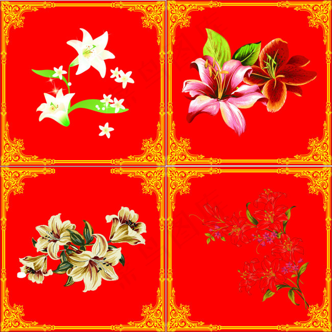 百合花装裱格调cdr矢量模版下载