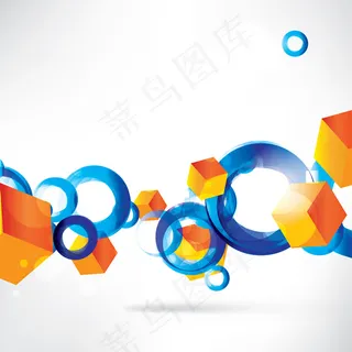 动感方块圆环背景矢量素材