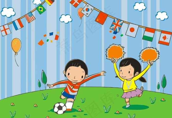卡通漫画 足球 矢量图片