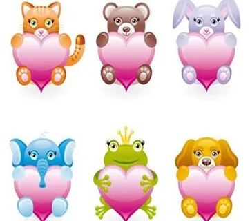 卡通爱心动物矢量素材图片
