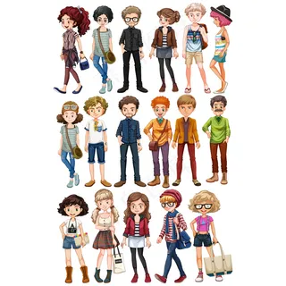 卡通人物扁平化可爱各种职业矢量素材