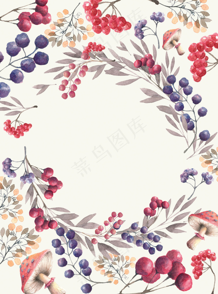 森系花朵水果免抠背景印刷画册装饰设计素材