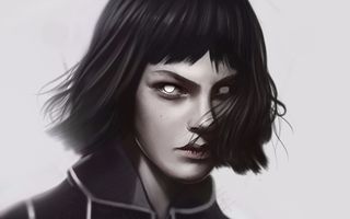 手绘短发美女高清图片