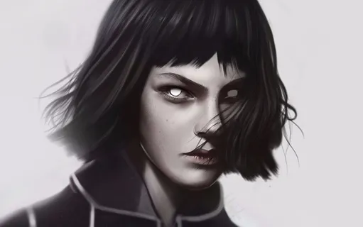 手绘短发美女高清图片 手绘短发美女高清图片