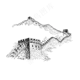 黑白长城素材,免抠元素
