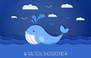 蓝海背景与鲸鱼