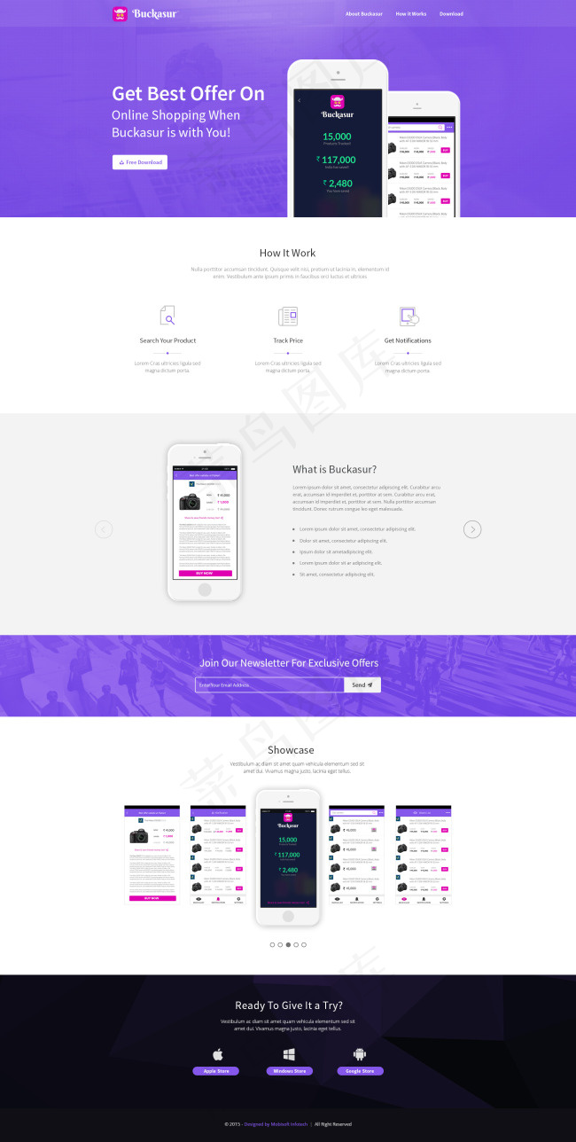 Web 移动端 APP介绍下载页psd模版下载