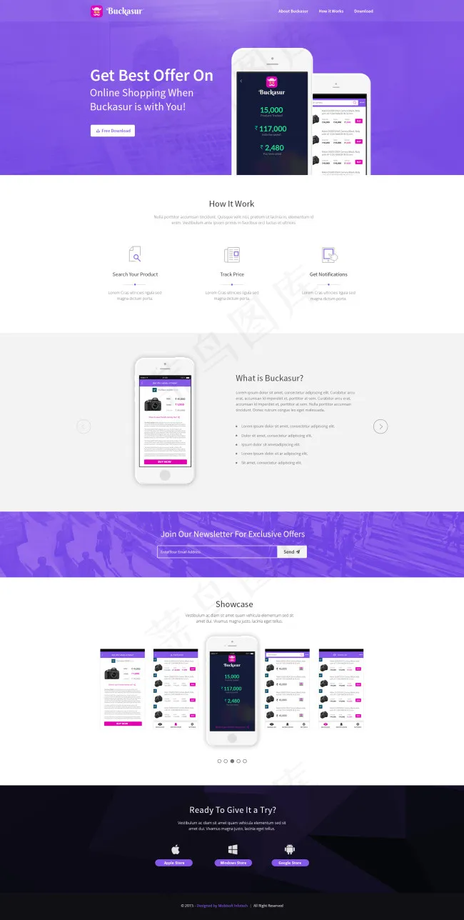 Web 移动端 APP介绍下载页psd模版下载