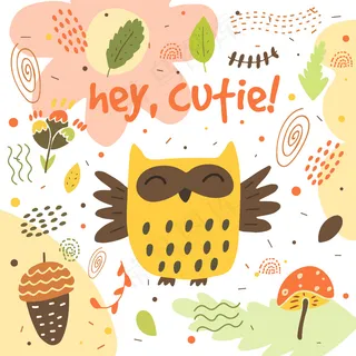 卡通插画动物装饰海报卡片矢量背景元...