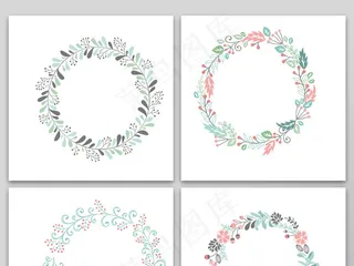 森系手绘唯美植物边框浪漫底纹素材