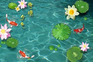 大型壁画—荷塘月色电视背景墙