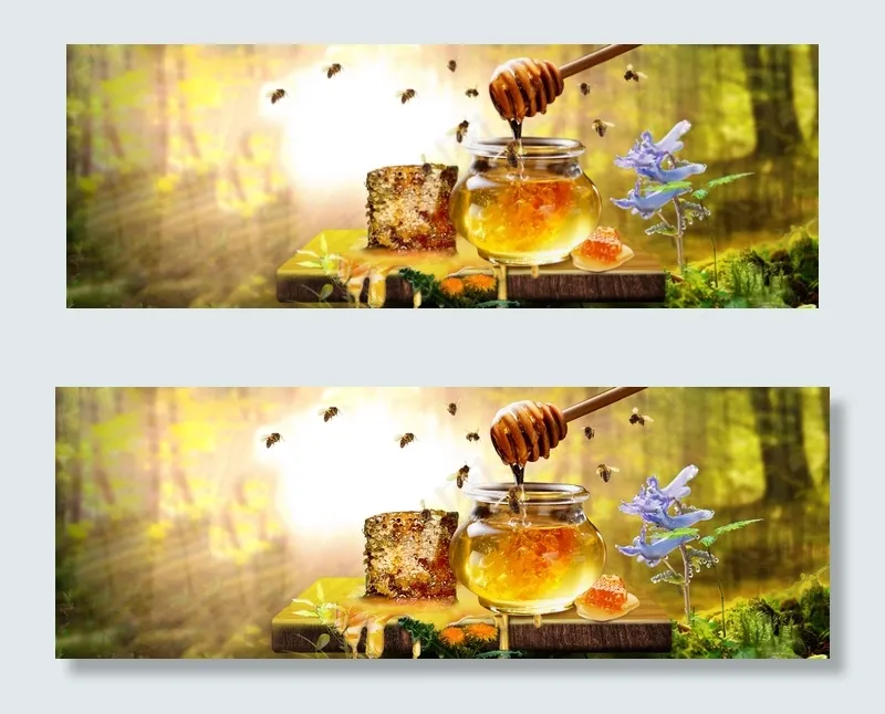 清新唯美蜂蜜banner创意海报设...