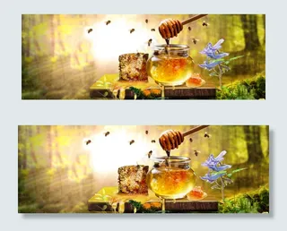 清新唯美蜂蜜banner创意海报设...