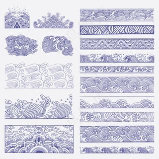 中国传统古典祥云流水纹饰