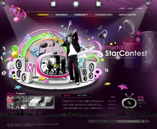 紫色韩国网站模版