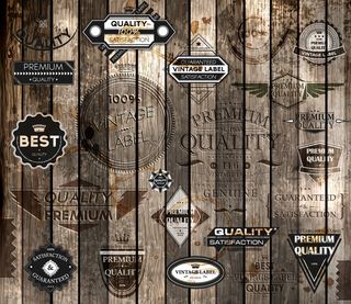 怀旧木纹标签矢量素材