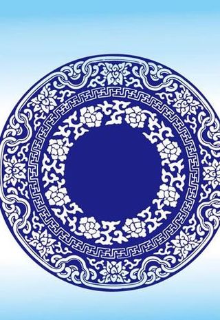 青花瓷盘矢量花纹