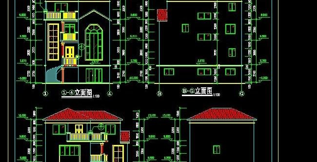 四层坡屋顶私人豪华别墅建筑施工图（...