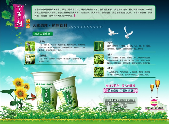 丁寨村凉茶画册矢量素材cdr矢量模版下载