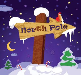 卡通圣诞背景 箭头指示牌 雪花图片