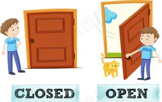 卡通开门关门
