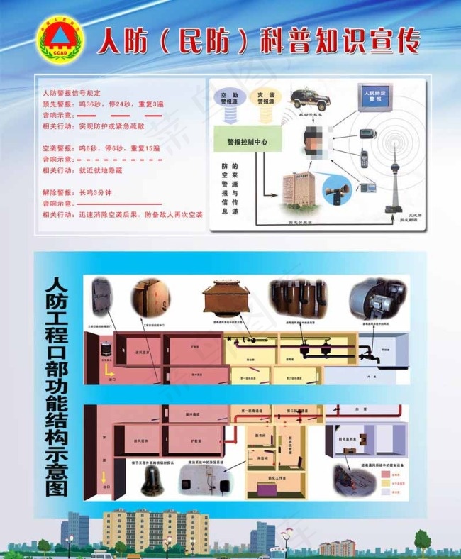 人防建设宣传展板图片psd模版下载